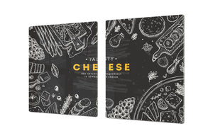 Enorm Küchenbrett aus Hartglas und Induktionskochplattenabdeckung; Food series DD16: Tasty cheese