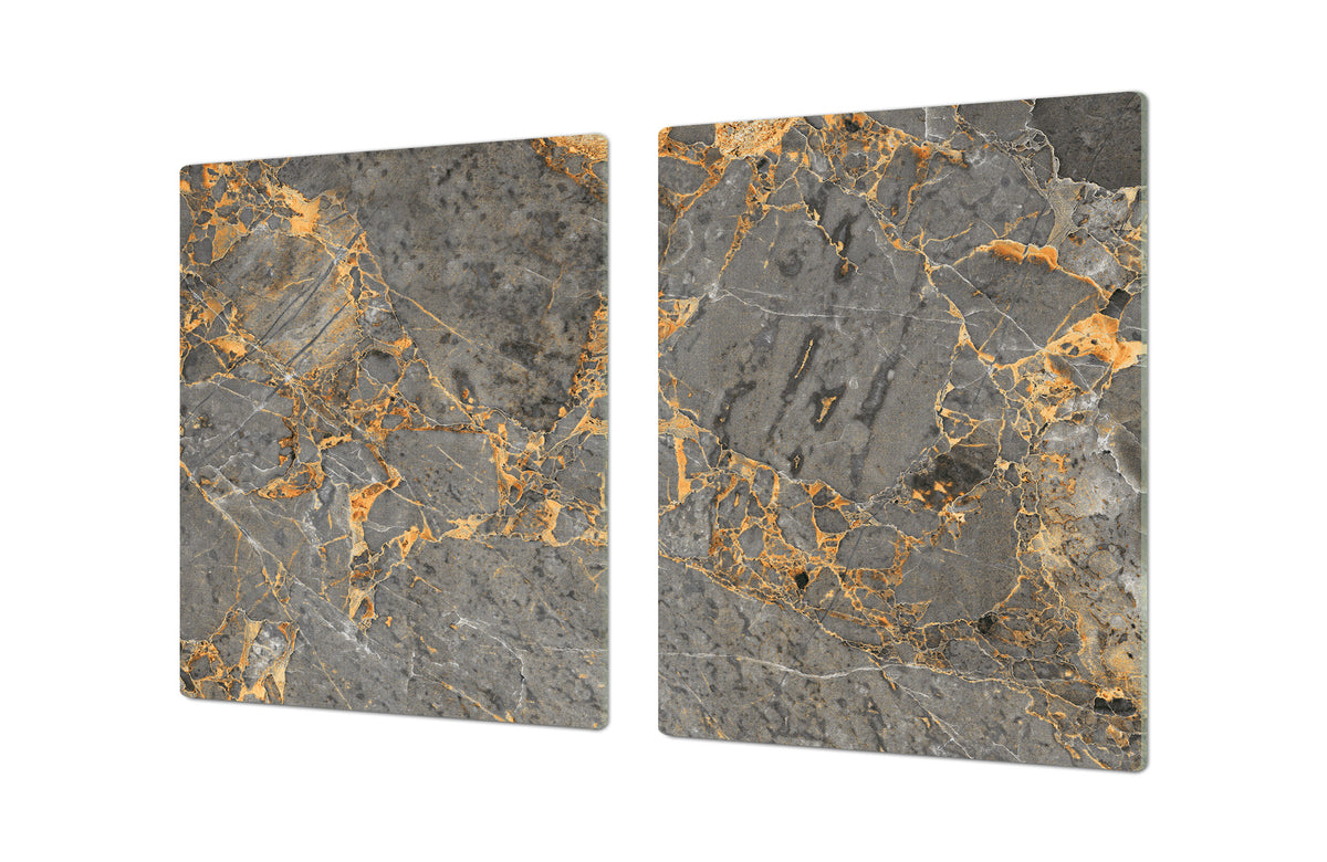 Gigantic Worktop saver and Pastry Board - Tempered GLASS Cutting Board DD21 Marbles 1 Series: Luxurious dark grey marble