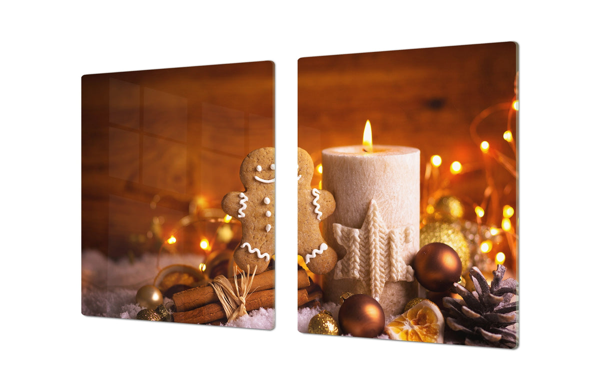 HUGE TEMPERED GLASS COOKTOP COVER - DD30 Christmas Series: Christmas gingerbread