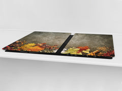 Schneidbrett aus Hartglas und schützende Arbeitsoberfläche – Schneideplatten: Sehr groß Küchenbrett aus Hartglas und Kochplattenabdeckung; spice series DD03B: Spices 9