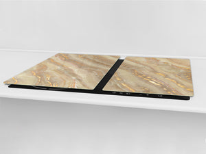 Gigantic Worktop saver and Pastry Board - Tempered GLASS Cutting Board DD21 Marbles 1 Series: Golden mineral