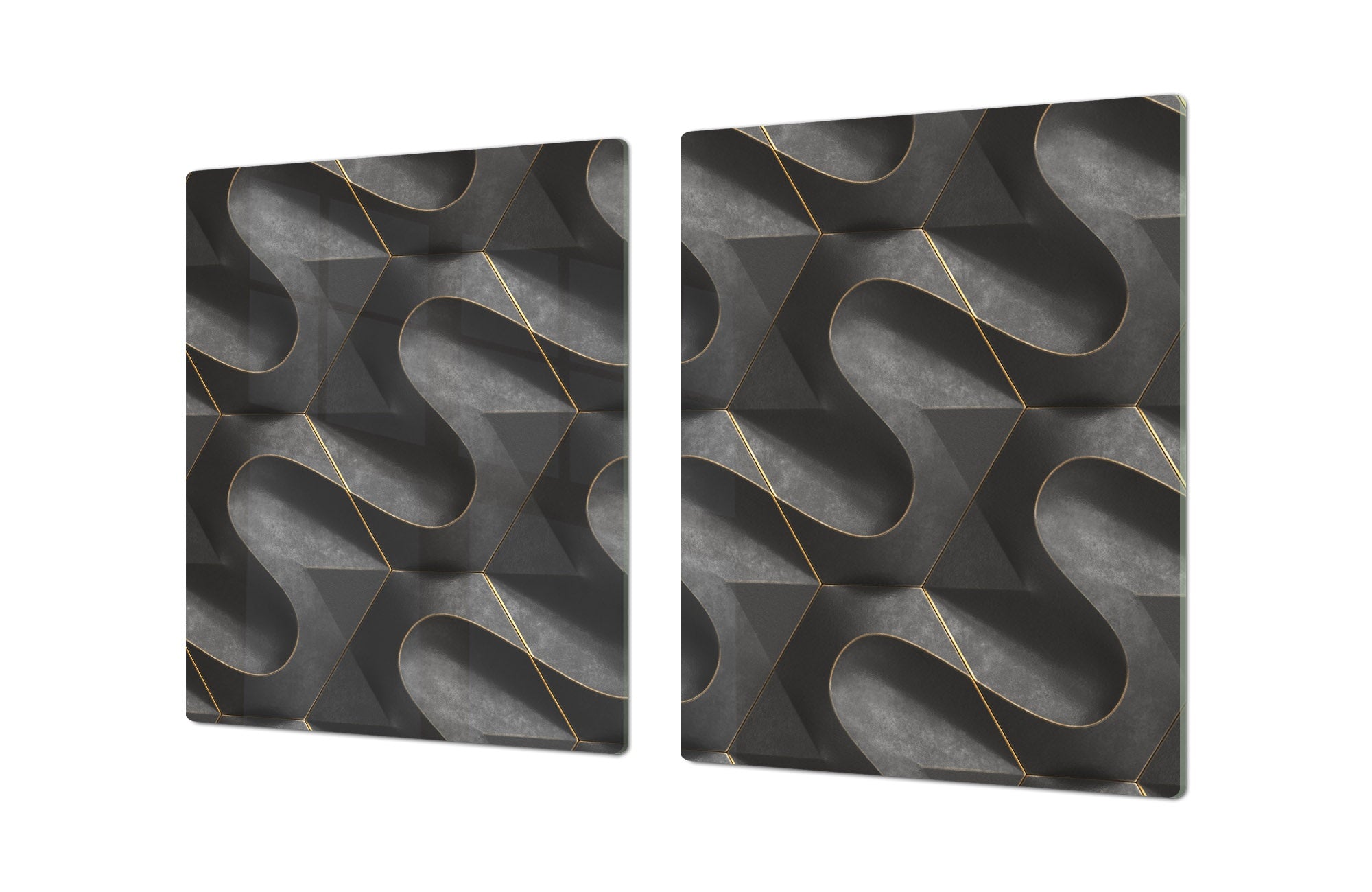 HUGE TEMPERED GLASS COOKTOP COVER – Glass Cutting Board and Worktop Saver – SINGLE: 80 x 52 cm (31,5” x 20,47”); DOUBLE: 40 x 52 cm (15,75” x 20,47”); DD40 Decorative Surfaces Series: Black waves