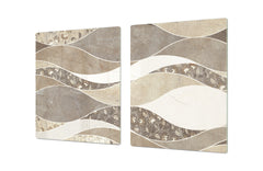 HUGE Cutting Board – Worktop saver and Pastry Board – Glass Kitchen Board DD37 Vintage leaves and patterns Series: Versatile tile pattern