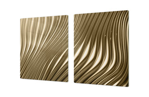 Gigantic Worktop saver and Pastry Board - Tempered GLASS Cutting Board - MEASURES: SINGLE: 80 x 52 cm; DOUBLE: 40 x 52 cm; DD38 Golden Waves Series: Golden metal strips