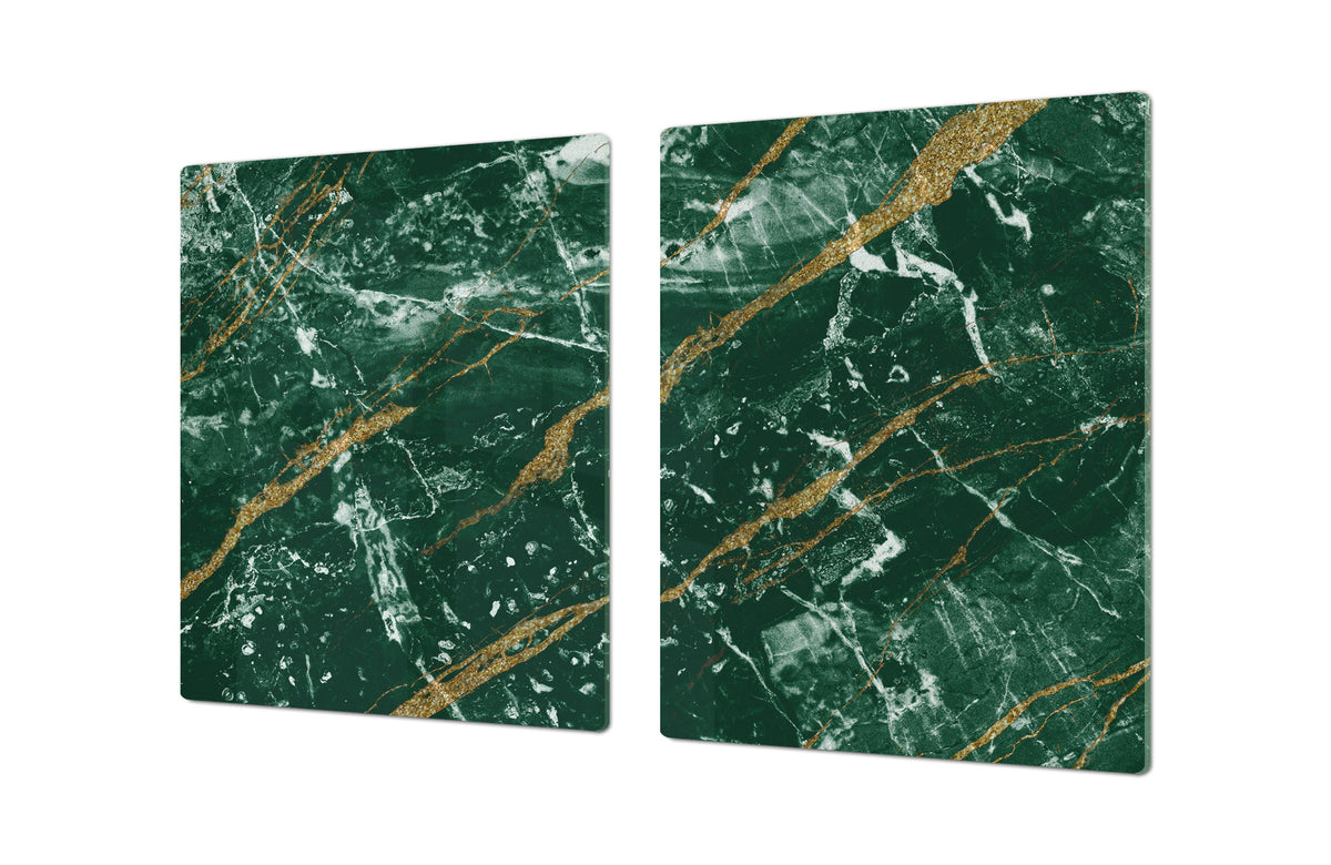 Gigantic Worktop saver and Pastry Board - Tempered GLASS Cutting Board DD21 Marbles 1 Series: Green marble with golden veins 1