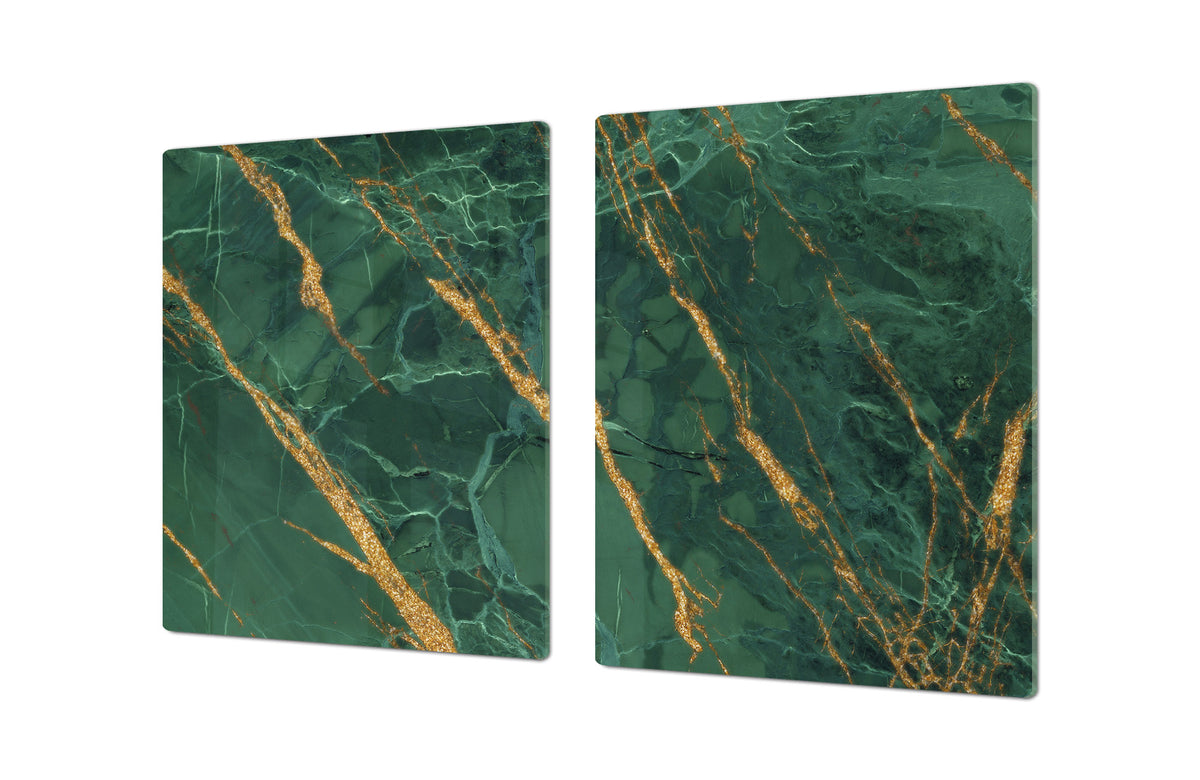 Gigantic Worktop saver and Pastry Board - Tempered GLASS Cutting Board DD21 Marbles 1 Series: Green marble with golden veins 2