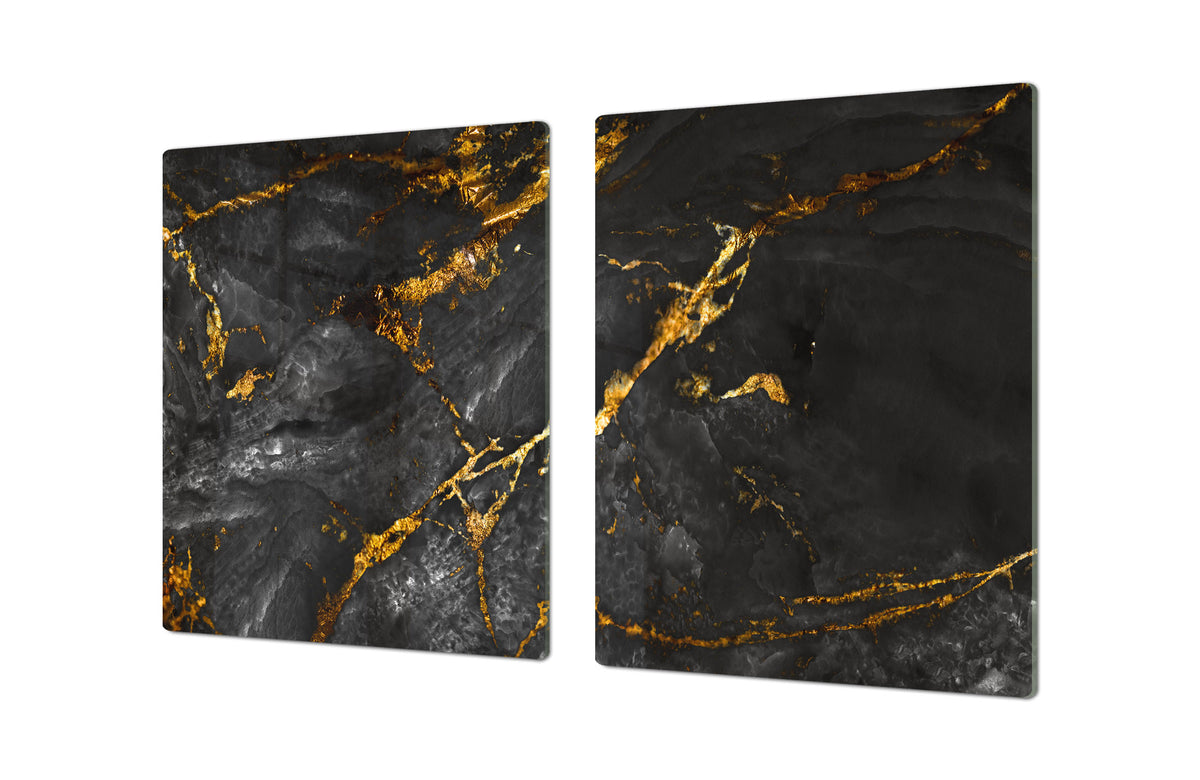 HUGE TEMPERED GLASS COOKTOP COVER – Glass Cutting Board and Worktop Saver DD33 Colourful abstractions Series: Glossy stone texture