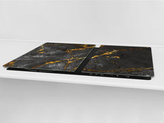 HUGE TEMPERED GLASS COOKTOP COVER – Glass Cutting Board and Worktop Saver DD33 Colourful abstractions Series: Glossy stone texture