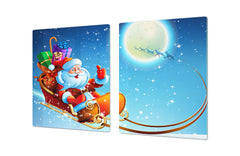 HUGE TEMPERED GLASS COOKTOP COVER - DD30 Christmas Series: Santa Claus with gifts