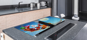 HUGE TEMPERED GLASS COOKTOP COVER - DD30 Christmas Series: Santa Claus with gifts