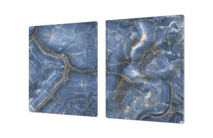 Gigantic Worktop saver and Pastry Board - Tempered GLASS Cutting Board DD21 Marbles 1 Series: Blue marble with light reflections