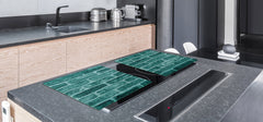 GIGANTIC CUTTING BOARD and Cooktop Cover - Glass Kitchen Board DD35 Textures and tiles 1 Series: Green vintage brick