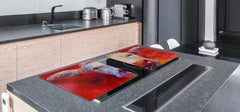 GIGANTIC CUTTING BOARD and Cooktop Cover - Glass Kitchen Board; SINGLE: 80 x 52 cm (31,5” x 20,47”); DOUBLE: 40 x 52 cm (15,75” x 20,47”); DD42 Paintings Series: Pastel cow