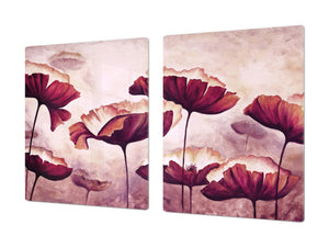 ENORMOUS  Tempered GLASS Chopping Board - Flower series DD06A Poppies 3