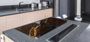 UNIQUE Tempered GLASS Kitchen Board – Impact & Scratch Resistant Cooktop cover DD32 Marbles 2 Series: Abstract brown