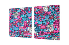 Induction Cooktop Cover – Glass Worktop saver: Fantasy and fairy-tale series DD18 Birthday doodle