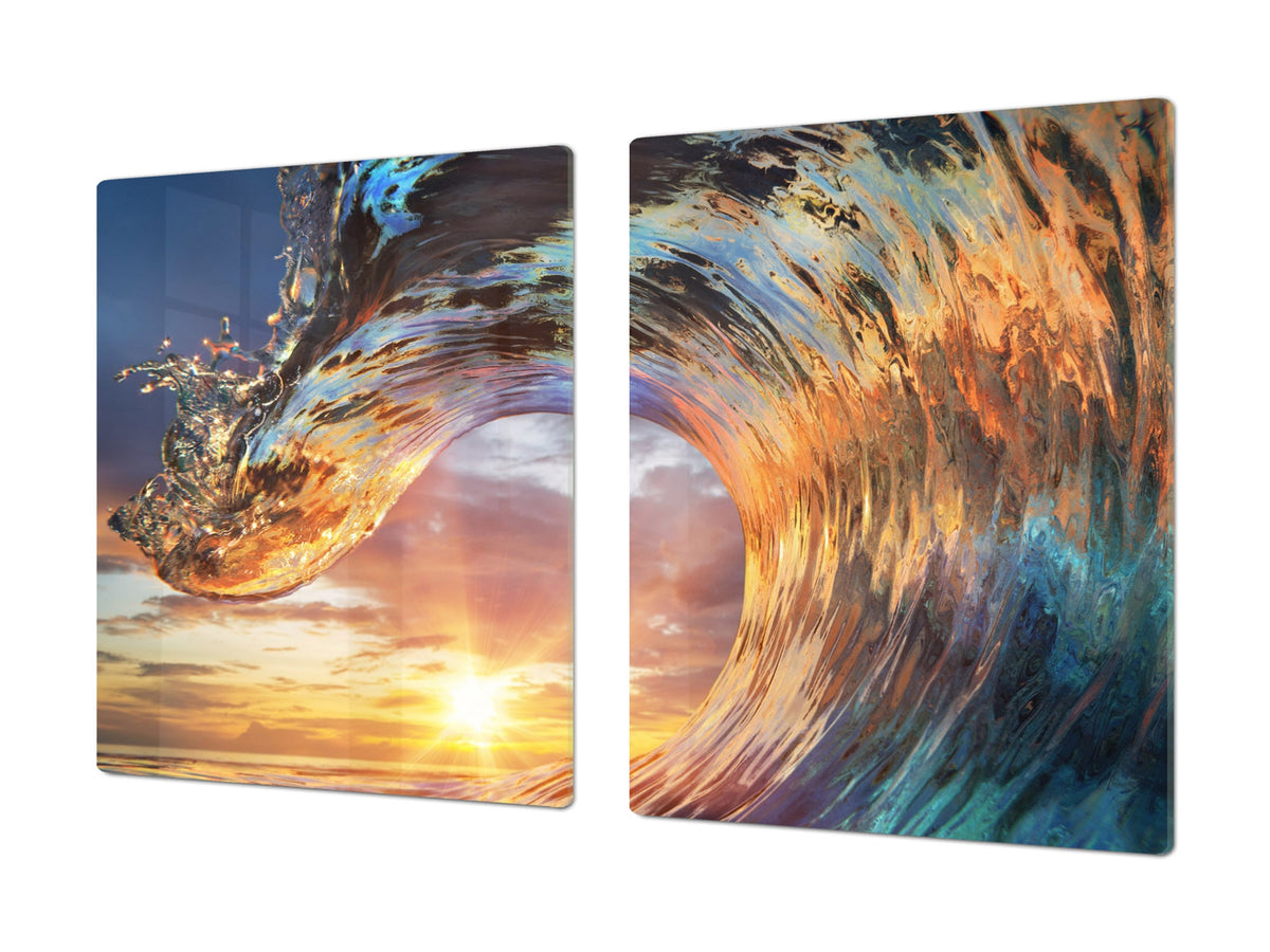 Gigantic KITCHEN BOARD & Induction Cooktop Cover - Water Series DD10 Water wave