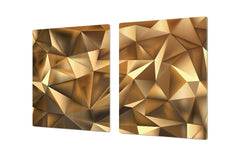 Gigantic Worktop saver and Pastry Board - Tempered GLASS Cutting Board - MEASURES: SINGLE: 80 x 52 cm; DOUBLE: 40 x 52 cm; DD38 Golden Waves Series: Stylish triangles