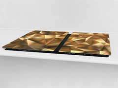 Gigantic Worktop saver and Pastry Board - Tempered GLASS Cutting Board - MEASURES: SINGLE: 80 x 52 cm; DOUBLE: 40 x 52 cm; DD38 Golden Waves Series: Stylish triangles