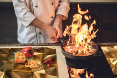 Gigantic Worktop saver and Pastry Board - Tempered GLASS Cutting Board - MEASURES: SINGLE: 80 x 52 cm; DOUBLE: 40 x 52 cm; DD38 Golden Waves Series: Stylish triangles