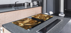 Gigantic Worktop saver and Pastry Board - Tempered GLASS Cutting Board - MEASURES: SINGLE: 80 x 52 cm; DOUBLE: 40 x 52 cm; DD38 Golden Waves Series: Stylish triangles