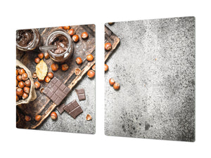Tempered GLASS Cutting Board - Glass Kitchen Board; Cakes and Sweets Serie DD13 Nutella