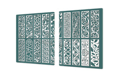 HUGE Cutting Board – Worktop saver and Pastry Board – Glass Kitchen Board DD37 Vintage leaves and patterns Series: Abstract design pattern