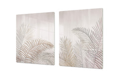 HUGE Cutting Board – Worktop saver and Pastry Board – Glass Kitchen Board DD37 Vintage leaves and patterns Series: Tropical palm leaves