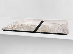 HUGE Cutting Board – Worktop saver and Pastry Board – Glass Kitchen Board DD37 Vintage leaves and patterns Series: Tropical palm leaves