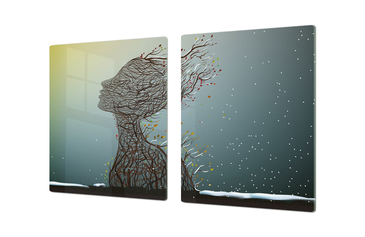 Induction Cooktop Cover – Glass Worktop saver: Fantasy and fairy-tale series DD18 Last autumn sun