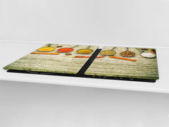 Schneidbrett aus Hartglas und schützende Arbeitsoberfläche – Schneideplatten: Sehr groß Küchenbrett aus Hartglas und Kochplattenabdeckung; spice series DD03B: Indian spices 6