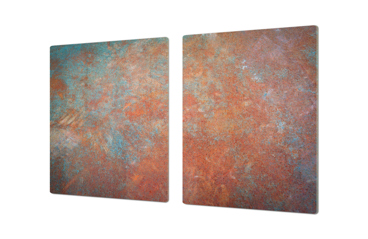 BIG KITCHEN BOARD & Induction Cooktop Cover – Glass Pastry Board DD34 Rusted textures Series: Oxidized metal 2