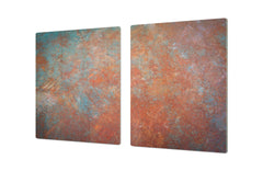 BIG KITCHEN BOARD & Induction Cooktop Cover – Glass Pastry Board DD34 Rusted textures Series: Oxidized metal 2