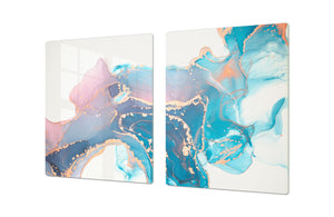 HUGE TEMPERED GLASS COOKTOP COVER – Glass Cutting Board and Worktop Saver DD33 Colourful abstractions Series: Abstract fluid art