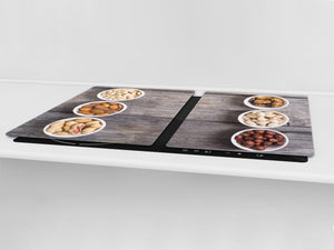 BIG KITCHEN BOARD & Induction Cooktop Cover – Glass Pastry Board - Food series DD16 Nuts