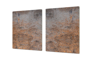 BIG KITCHEN BOARD & Induction Cooktop Cover – Glass Pastry Board DD34 Rusted textures Series: Rusty rock stone