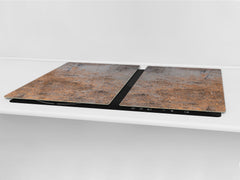 BIG KITCHEN BOARD & Induction Cooktop Cover – Glass Pastry Board DD34 Rusted textures Series: Rusty rock stone