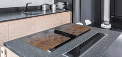 BIG KITCHEN BOARD & Induction Cooktop Cover – Glass Pastry Board DD34 Rusted textures Series: Rusty rock stone
