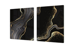 HUGE TEMPERED GLASS COOKTOP COVER – Glass Cutting Board and Worktop Saver DD33 Colourful abstractions Series: Glossy waves