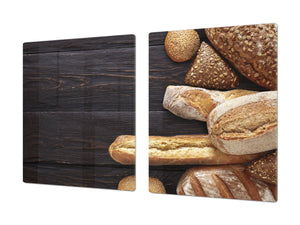Riesig Mehrfunktional Hartglas Gehärtetes - Abdeckplatte für Induktionskochfeld; Bread and flour series DD09: Fresh bread 5