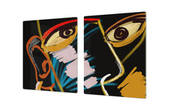 Enorm Küchenbrett aus Hartglas und Induktionskochplattenabdeckung; Food series DD16: African food