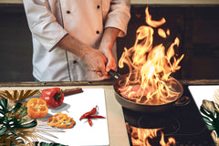 BIG KITCHEN BOARD & Induction Cooktop Cover – Glass Pastry Board – SINGLE: 80 x 52 cm (31,5” x 20,47”); DOUBLE: 40 x 52 cm (15,75” x 20,47”); DD41 Tropical Leaves Series: Tropical pattern