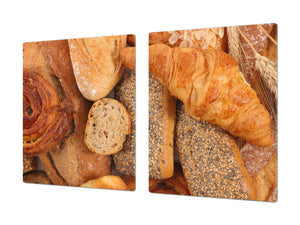 ENORME Tagliere e proteggi-piano di lavoro; Serie di pane e farina DD09: Croissant francese