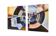 ENORMOUS  Tempered GLASS Chopping Board - Induction Cooktop Cover – SINGLE: 80 x 52 cm; DOUBLE: 40 x 52 cm; DD43 Abstract Graphics Series: Colors in us