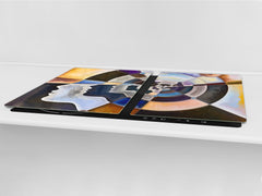 ENORMOUS  Tempered GLASS Chopping Board - Induction Cooktop Cover – SINGLE: 80 x 52 cm; DOUBLE: 40 x 52 cm; DD43 Abstract Graphics Series: Colors in us