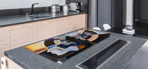 ENORMOUS  Tempered GLASS Chopping Board - Induction Cooktop Cover – SINGLE: 80 x 52 cm; DOUBLE: 40 x 52 cm; DD43 Abstract Graphics Series: Colors in us