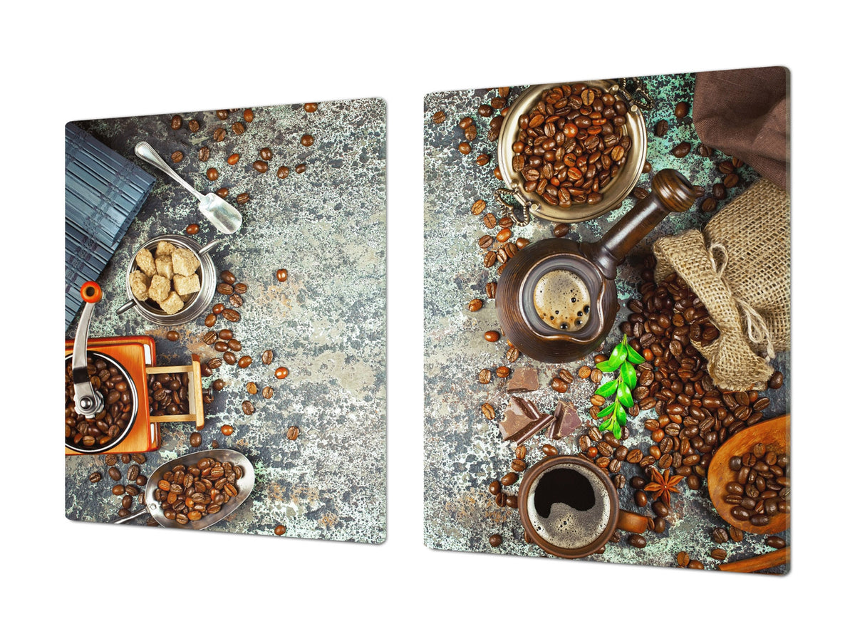 Worktop saver and Pastry Board – Glass Kitchen Board- Coffee series DD07 Coffee 4