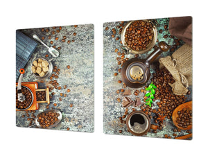 Sehr groß Küchenbrett aus Hartglas und Induktionskochplattenabdeckung; Coffee series DD07: Coffee 4