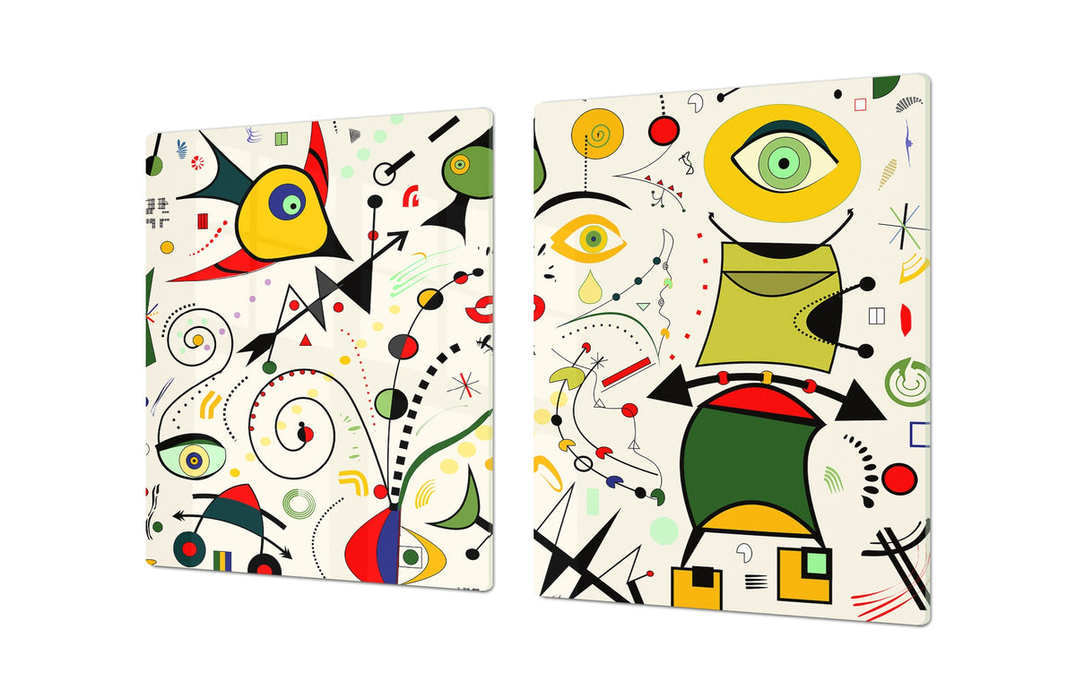 HUGE TEMPERED GLASS CHOPPING BOARD ; Moroccan design Series DD21 Inspired by Miró