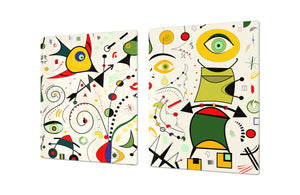 GÉANT PLANCHE À DÉCOUPER EN VERRE TREMPÉ; Série Marroco DD21: Inspiré par Miró